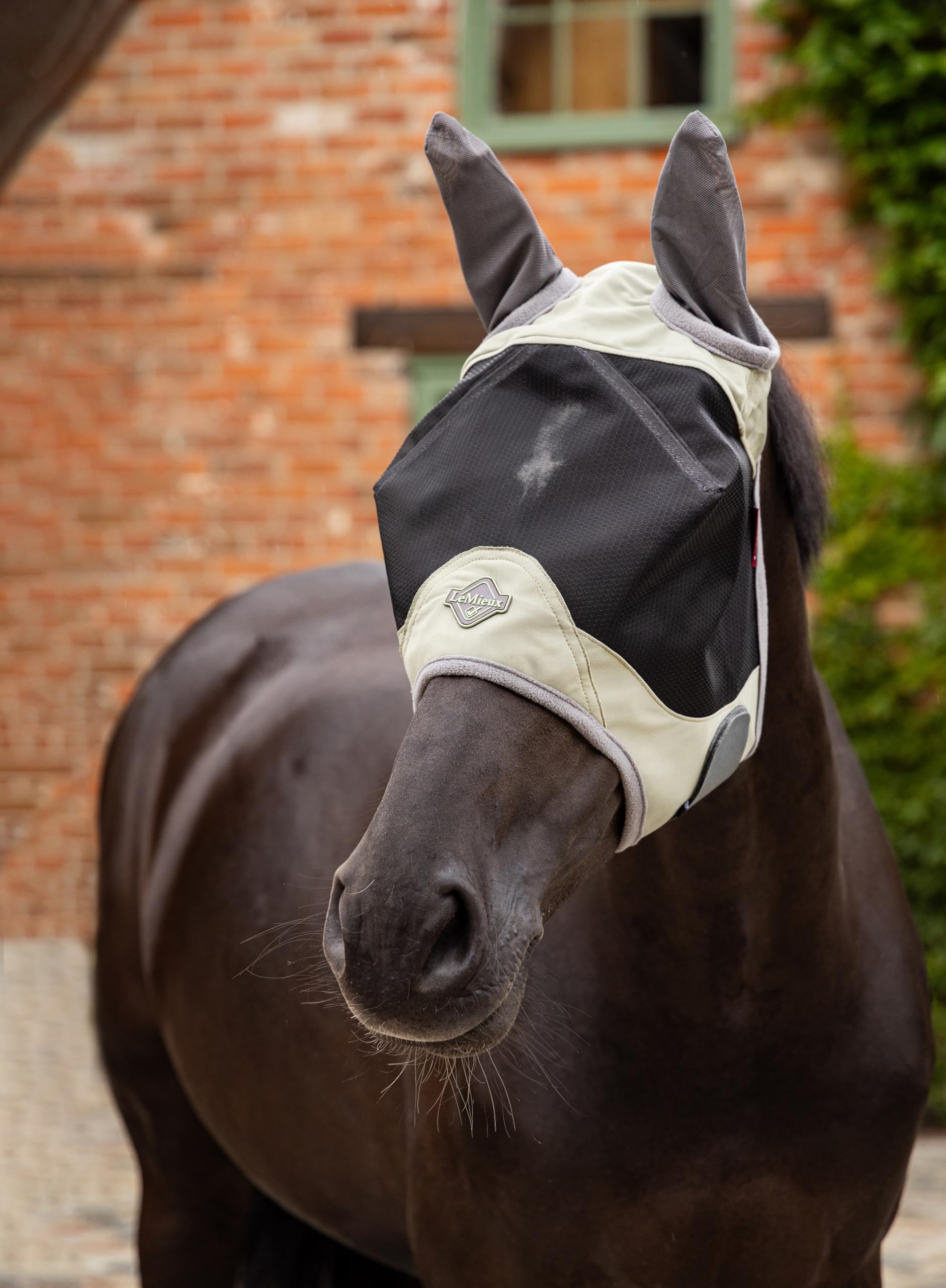 LeMieux Horse Visor-Tek Half Fly Mask with Soft Bamboo Lining - UV Protective & Breathable Mesh - Fern - X-Large